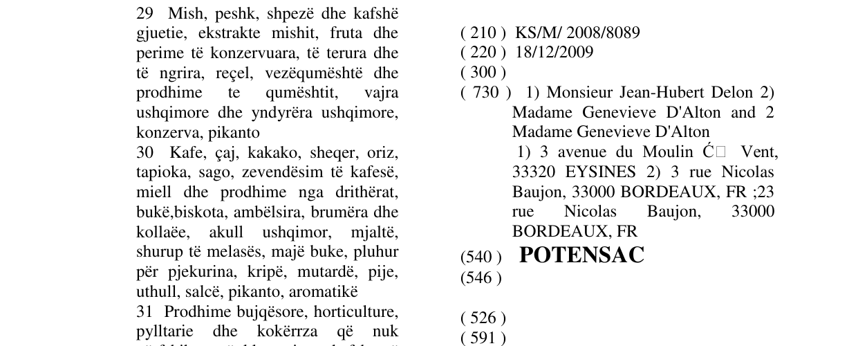 Zëri i markës POTENSAC në buletin