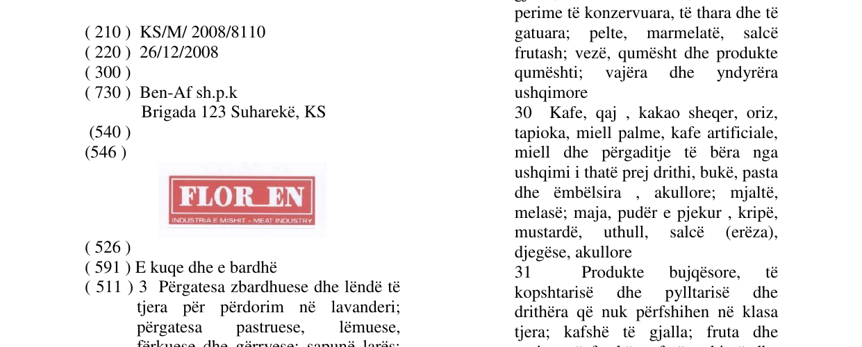 Zëri i markës FLOR EN në buletin