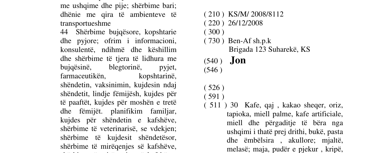 Zëri i markës Jon në buletin