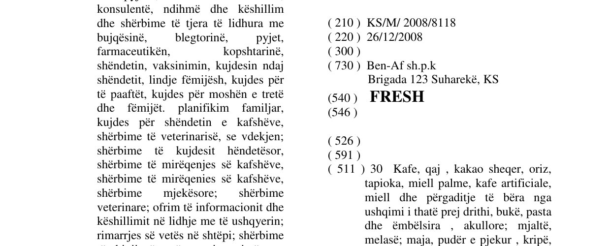 Zëri i markës FRESH në buletin