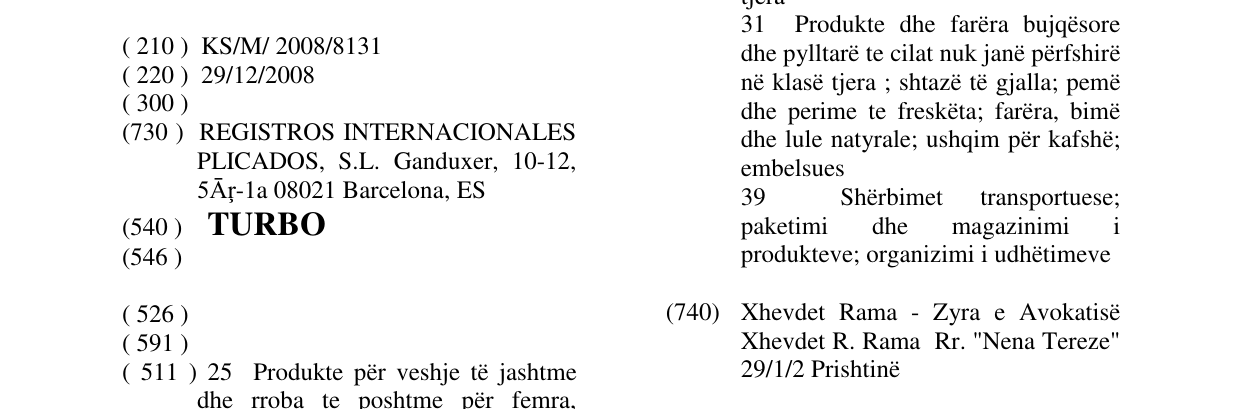 Zëri i markës TURBO në buletin