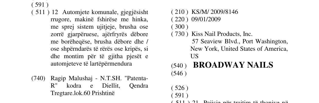 Zëri i markës BROADWAY NAILS në buletin