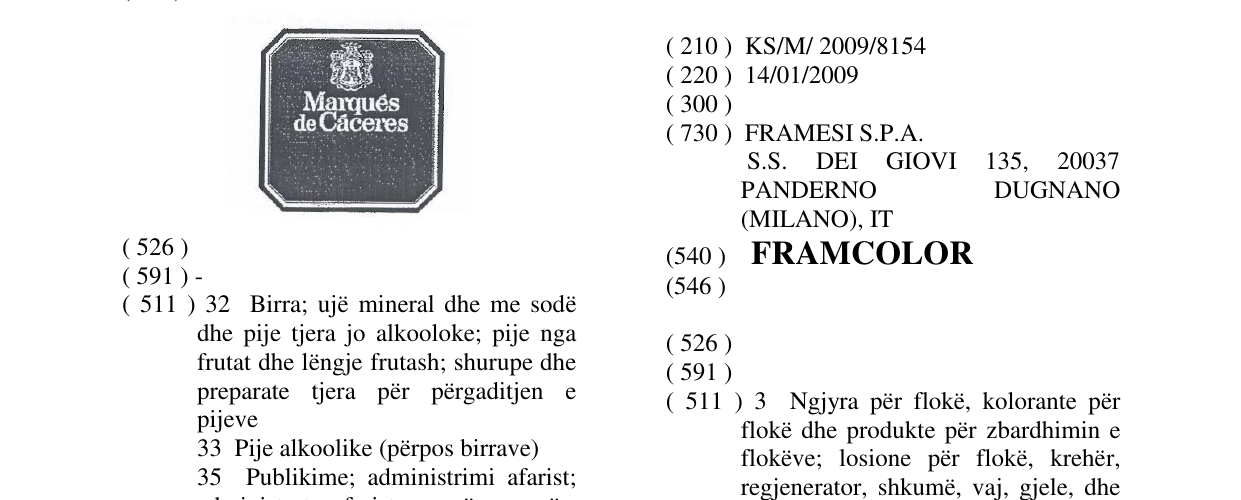 Zëri i markës FRAMCOLOR në buletin