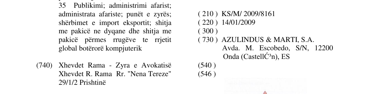 Zëri i markës AZULINDUS & MARTI në buletin