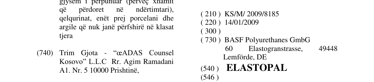 Zëri i markës ELASTOPAL në buletin