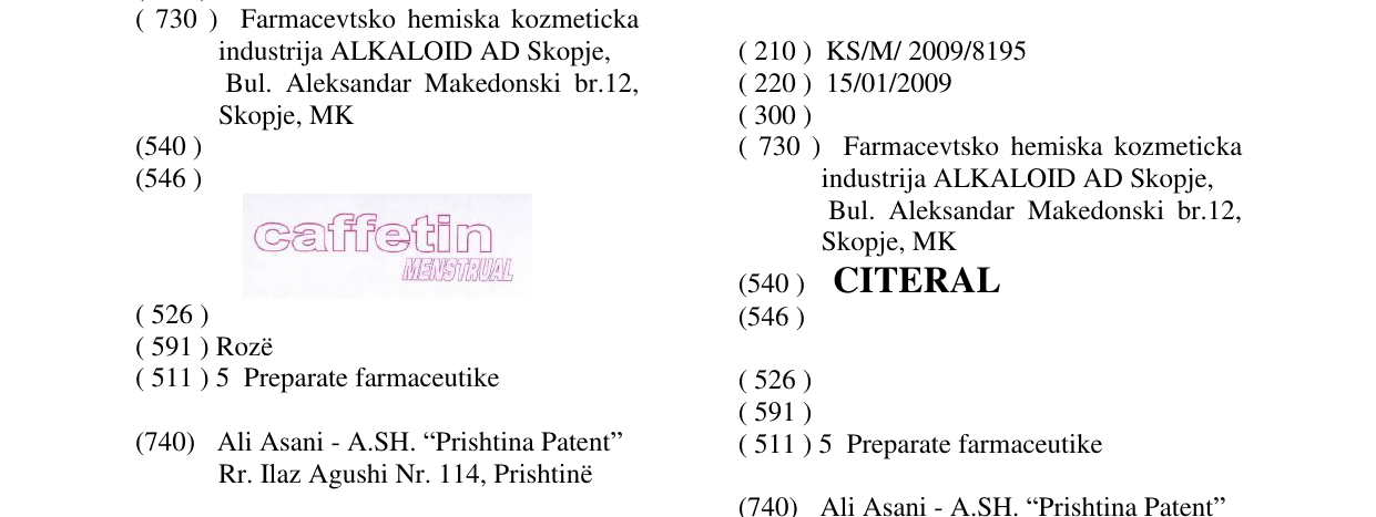 Zëri i markës CITERAL në buletin