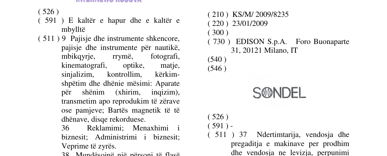 Zëri i markës SONDEL në buletin