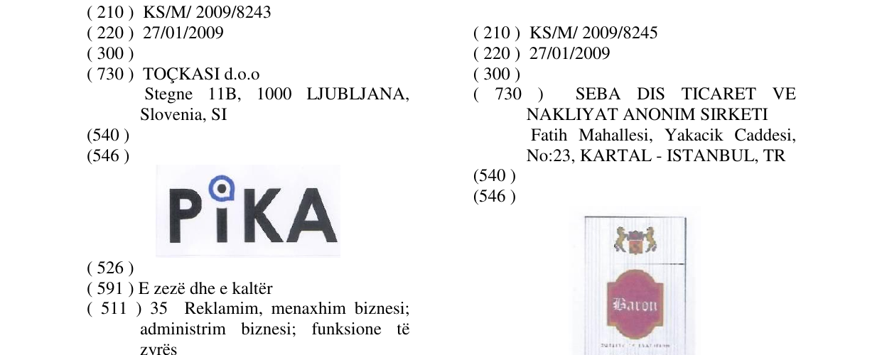 Zëri i markës BARON në buletin