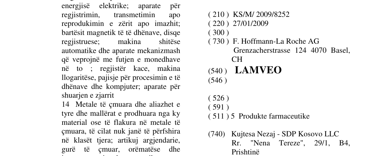 Zëri i markës LAMVEO në buletin