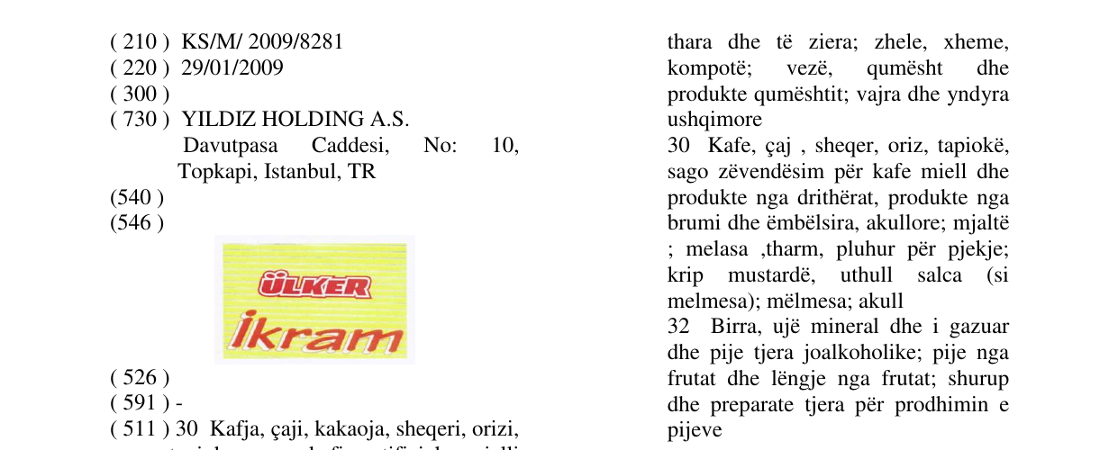Zëri i markës ÜLKER ikram në buletin