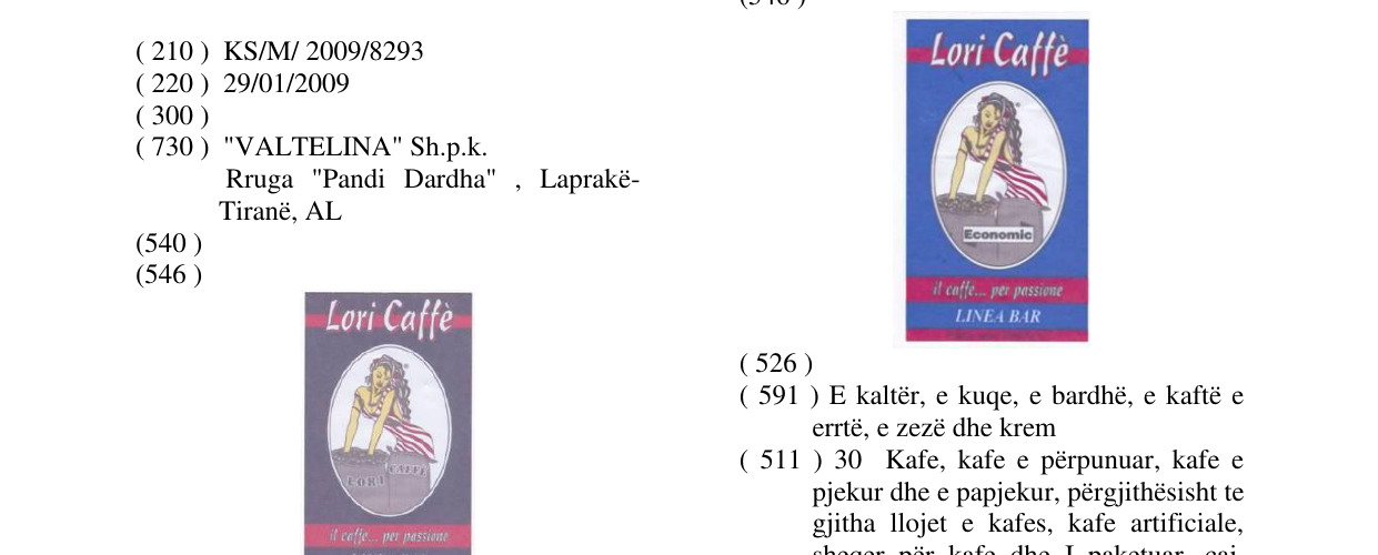 Zëri i markës Lori Caffe në buletin