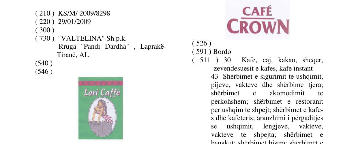 Zëri i markës Lori Caffe në buletin