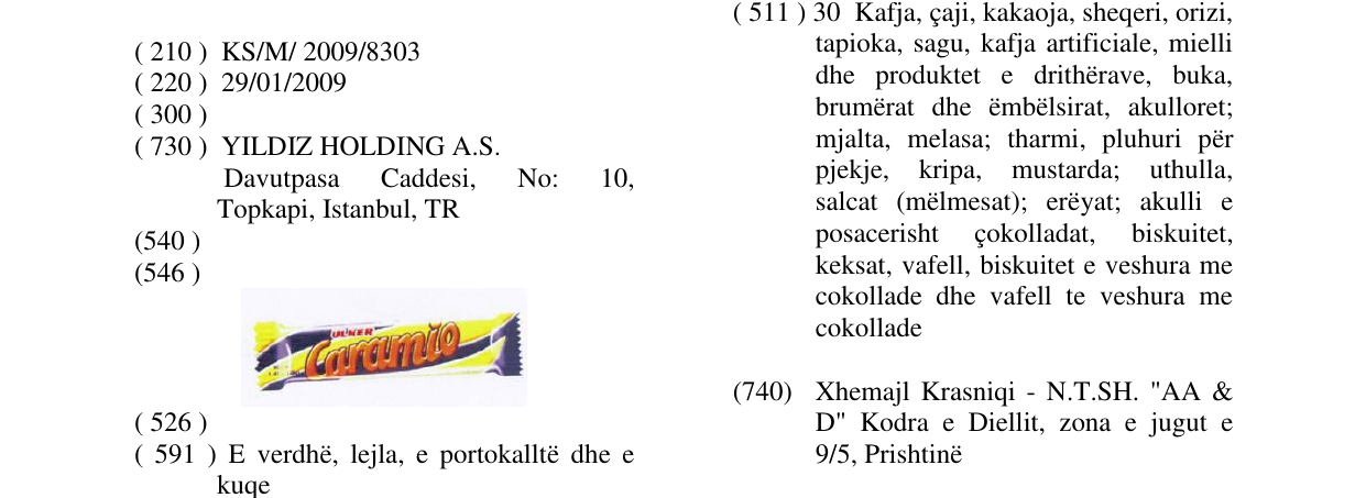 Zëri i markës ÜLKER CARAMIO në buletin