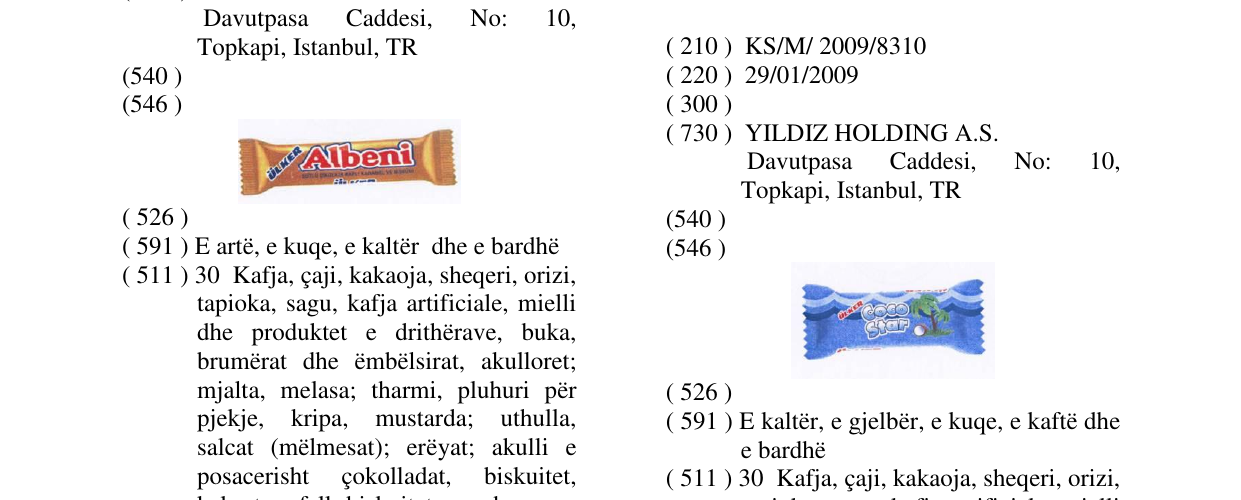 Zëri i markës ÜLKER coco star në buletin