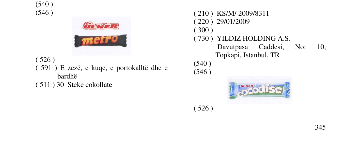 Zëri i markës ÜLKER cocodise në buletin