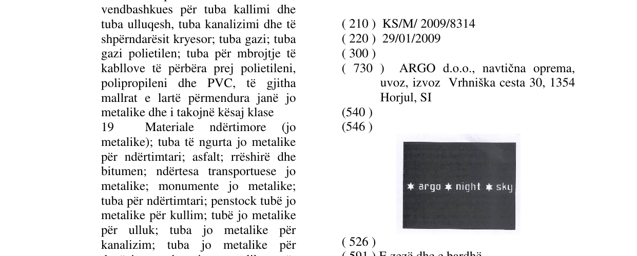 Zëri i markës argo night sky në buletin