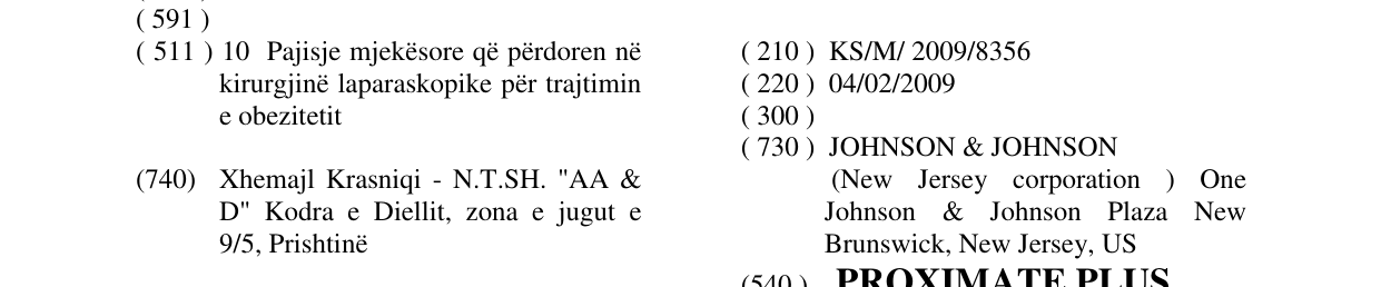 Zëri i markës PROXIMATE PLUS në buletin