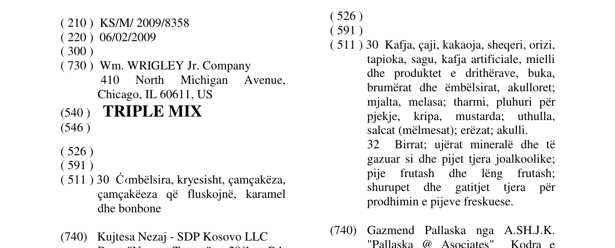 Zëri i markës TRIPLE MIX në buletin
