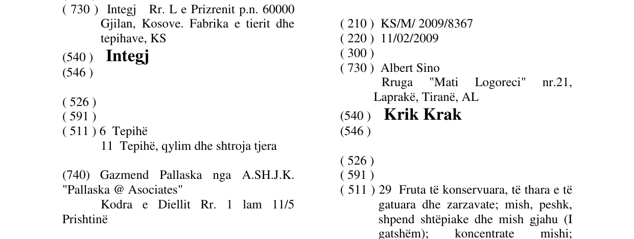 Zëri i markës Krik Krak në buletin