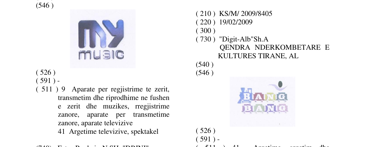 Zëri i markës BANG BANG në buletin