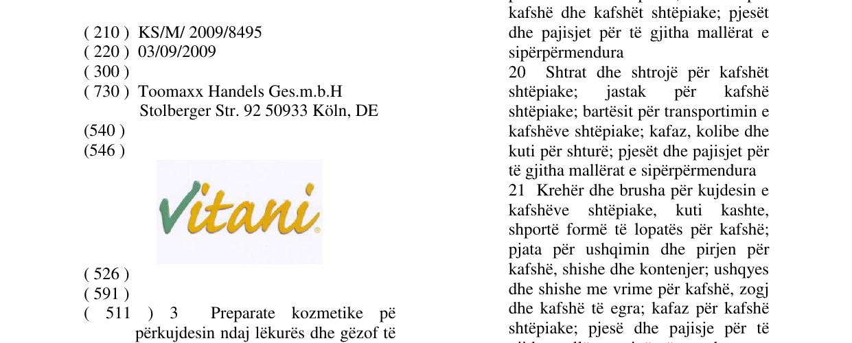 Zëri i markës vitani në buletin