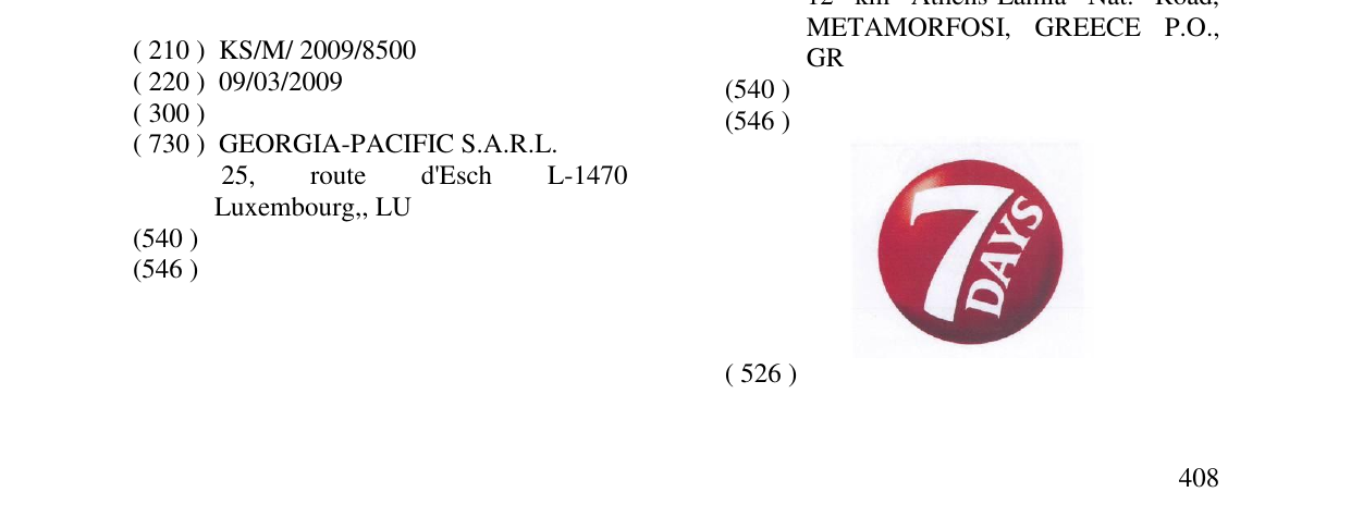 The entry of the trademark delica in the bulletin
