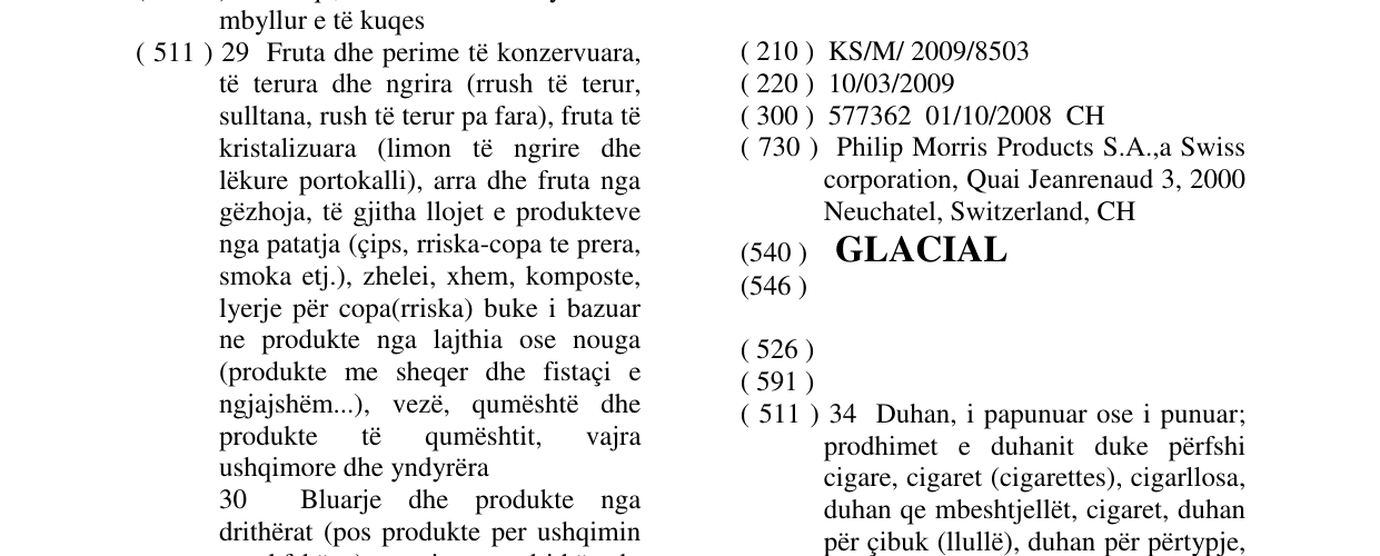 Zëri i markës GLACIAL në buletin