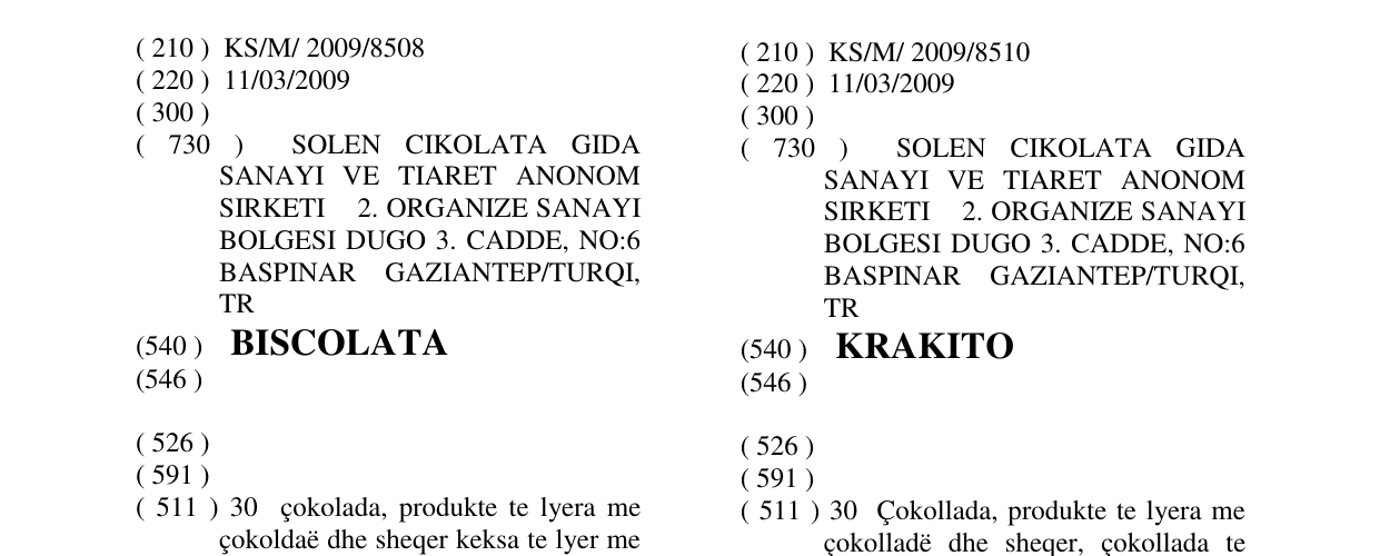 Zëri i markës KRAKITO në buletin