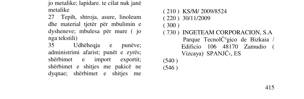 Zëri i markës Ingeteam në buletin