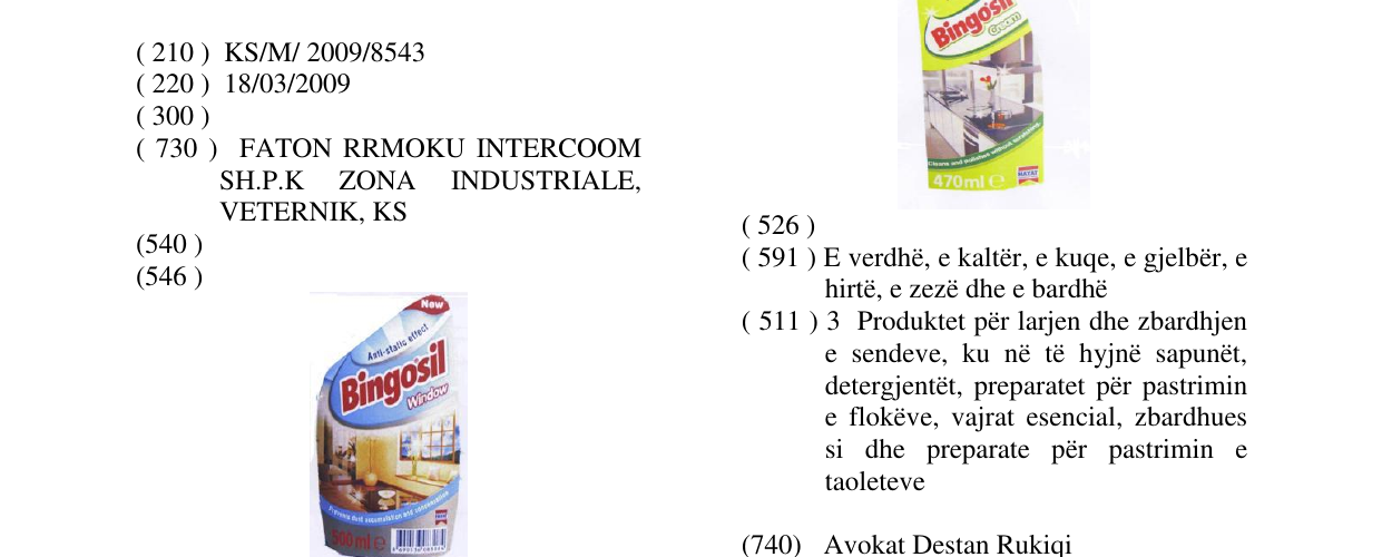 Zëri i markës Bingosil në buletin