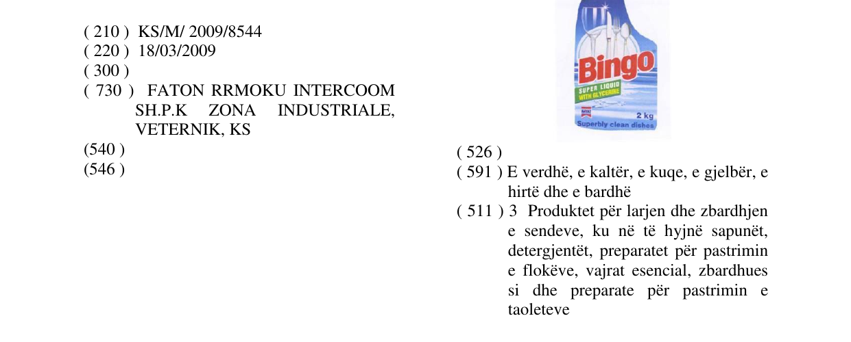 Zëri i markës Bingosil në buletin
