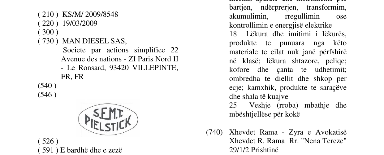 Zëri i markës S.E.M.T PIELSTICK në buletin