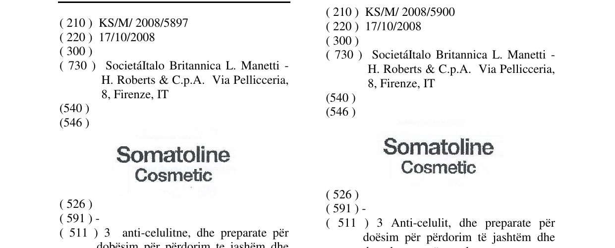 Zëri i markës SOMATOLINE COSMETIC në buletin