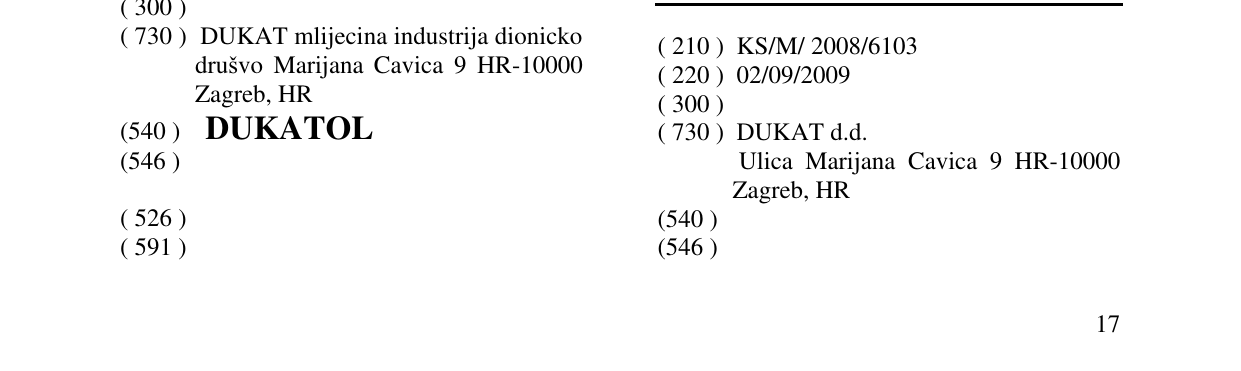 Zëri i markës DUKATOL në buletin