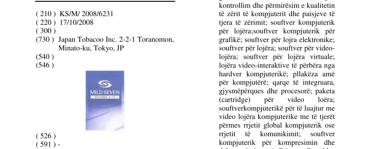 Zëri i markës MILD SEVEN në buletin