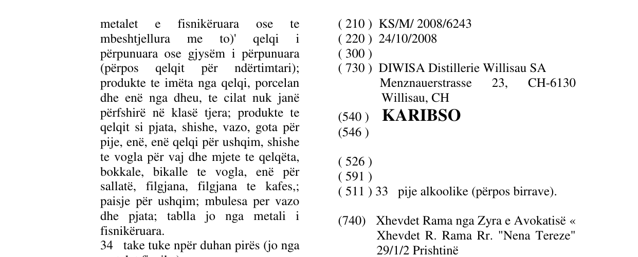 Zëri i markës KARIBSO në buletin