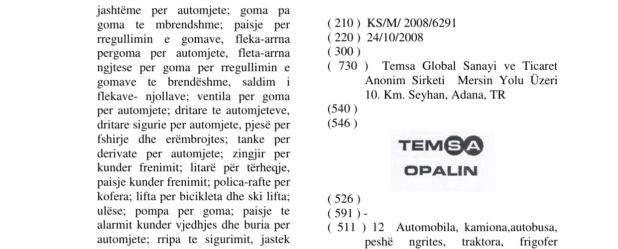Zëri i markës TEMSA OPALIN në buletin