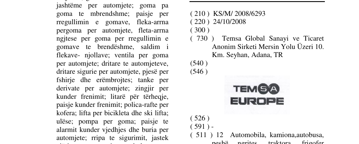 Zëri i markës TEMSA EUROPE në buletin