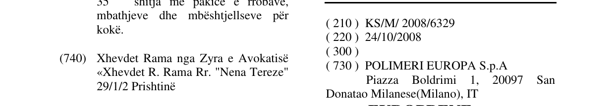 Zëri i markës EUROPRENE në buletin