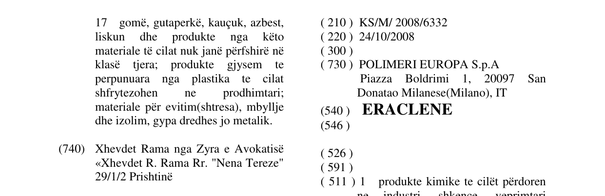 Zëri i markës ERACLENE në buletin