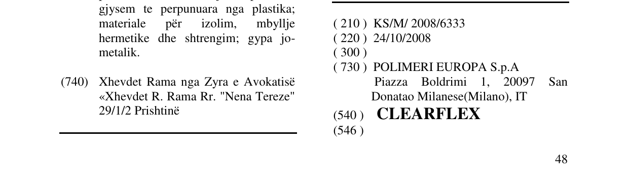 Zëri i markës CLEARFLEX në buletin
