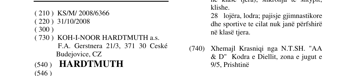 Zëri i markës HARDTMUTH në buletin