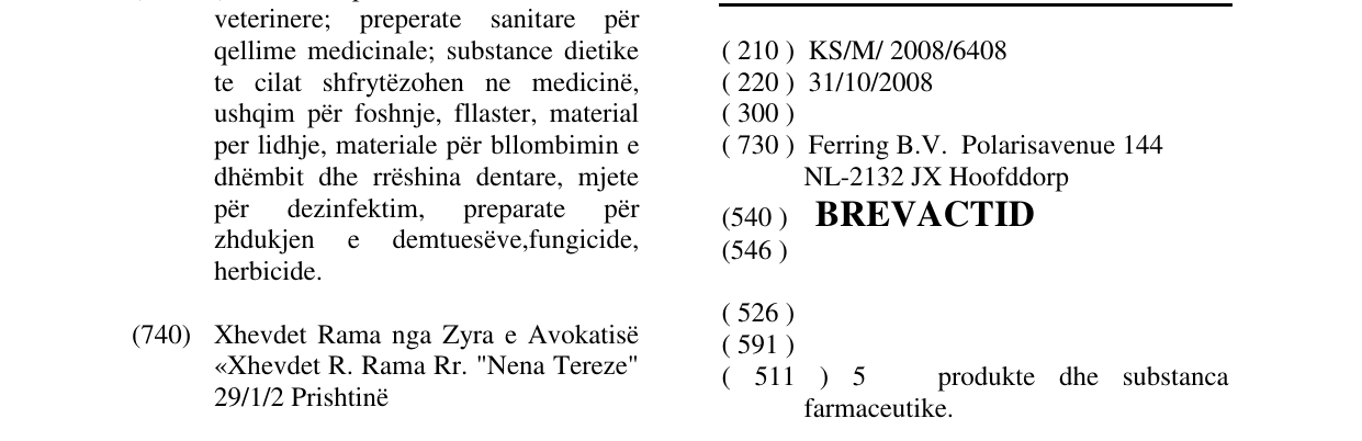 Zëri i markës BREVACTID në buletin
