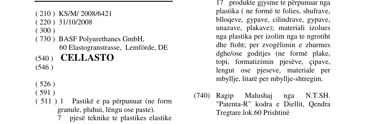 Zëri i markës CELLASTO në buletin