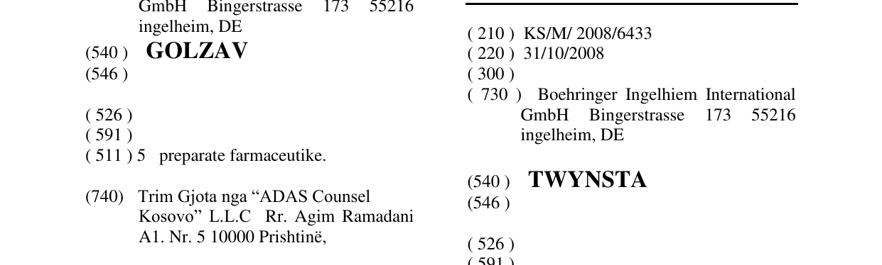 Zëri i markës TWYNSTA në buletin