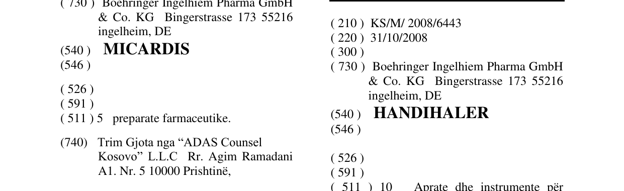 Zëri i markës HANDIHALER në buletin