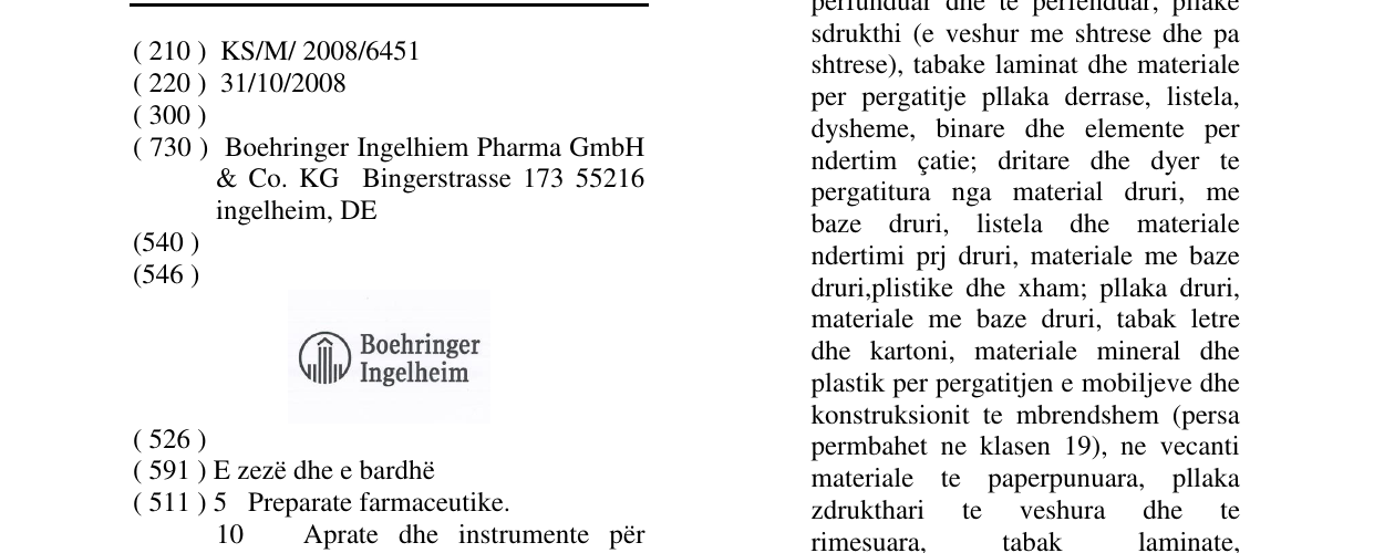 Zëri i markës Boehringer Ingelheim në buletin