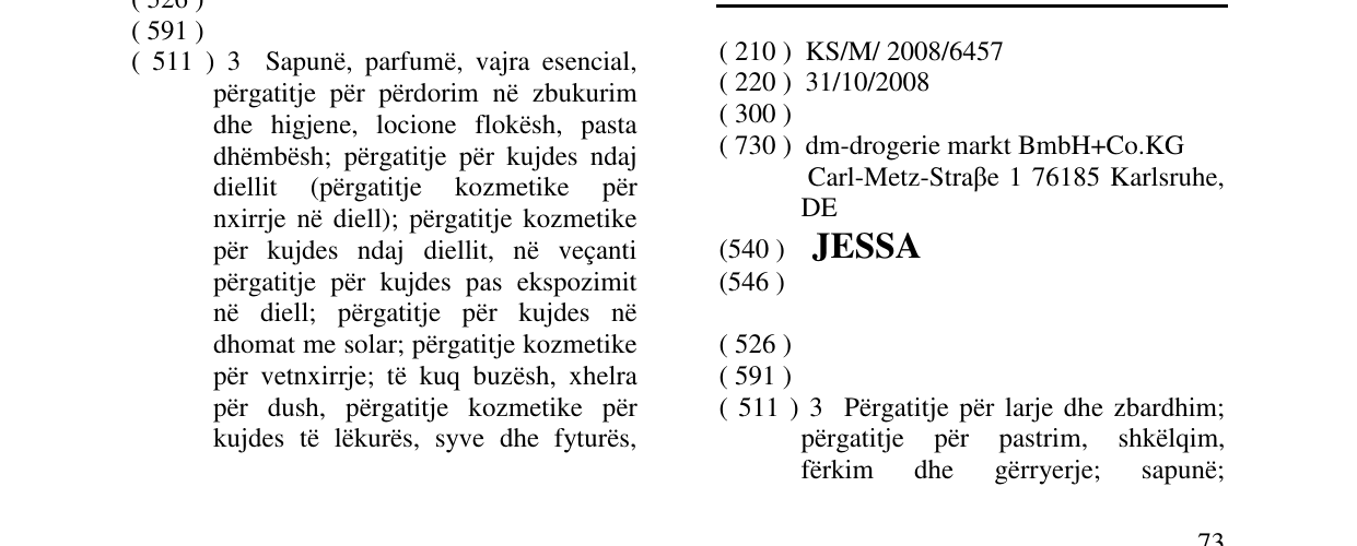 Zëri i markës JESSA në buletin