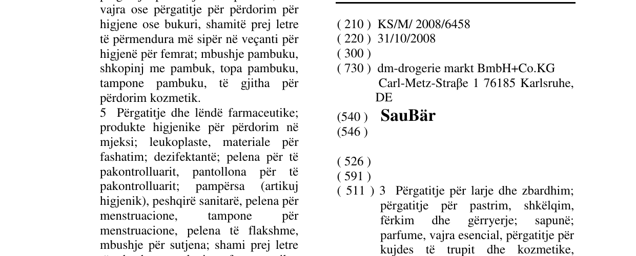 Zëri i markës SauBär në buletin