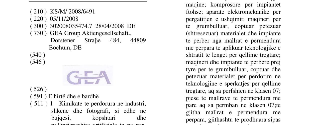 Zëri i markës GEA në buletin